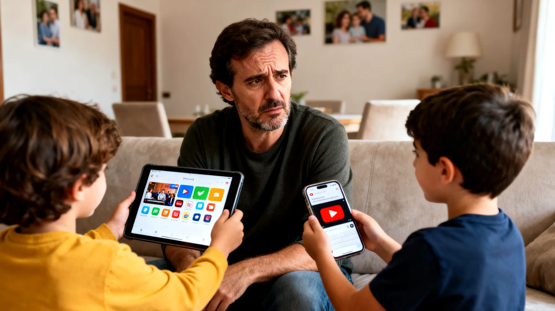 Un papà fatica a trovare un linguaggio comune con i suoi bambini piccoli perché cresciuto in un'epoca senza tecnologia, mentre loro sono nativi digitali; si sente inadeguato quando loro parlano di YouTuber, giochi online e app che lui non conosce, creando un divario comunicativo e relazionale"