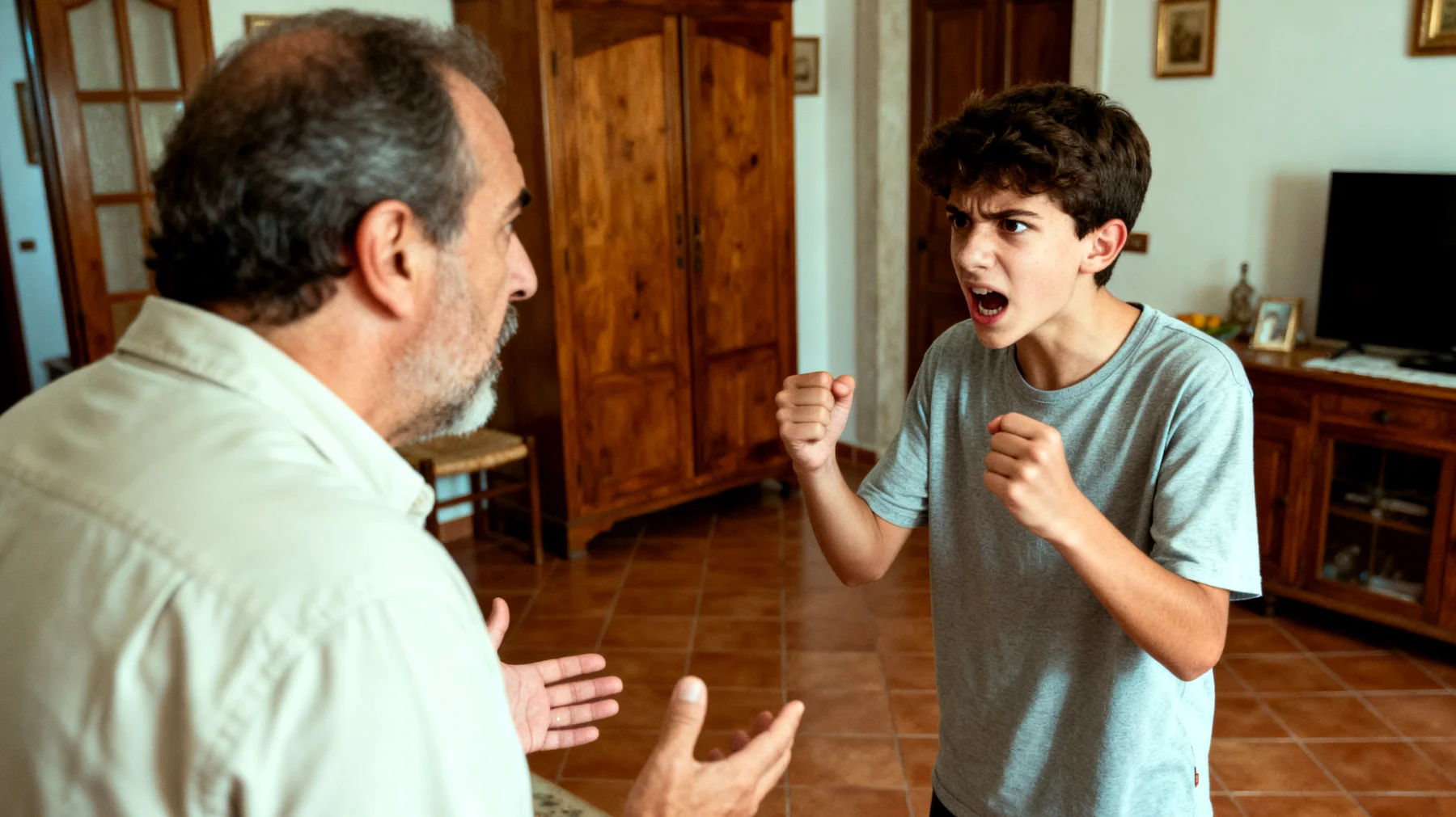 Un papà fatica a gestire le reazioni esplosive del figlio adolescente quando le cose non vanno come vorrebbe, causando tensioni e incomprensioni nel rapporto padre-figlio"